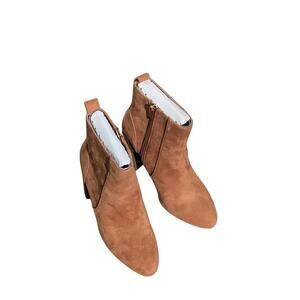 Vince Camuto Brown Women's Solid Faux Suede Midi 5 Inch Block Heel Boots Sz 5.5